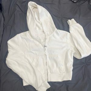 White brandy cropped zip up